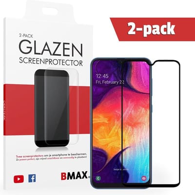 2-pack BMAX geschikt voor Samsung Galaxy A50 Screenprotector Full Cover Glas | Beschermglas | Tempered Glass