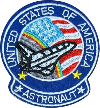 Patchy® – Astronaut United States Of America Space Shuttle Strijk Embleem Patch 7.3 cm / 8.3 cm / Blauw Wit Rood - Patches