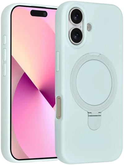 Backcover Hoesje Geschikt voor: iPhone 17 Volledig Dekkende Schokbestendige Siliconen Backcover met Ringstandaard – 360° Bescherming - Mint Green