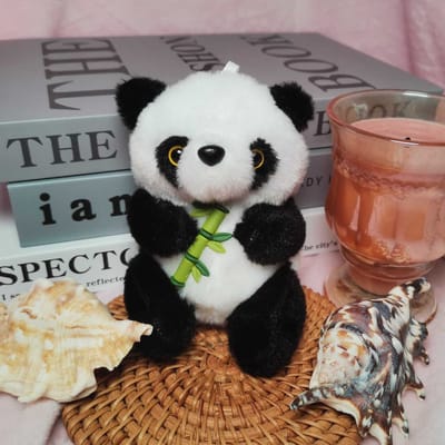 Mignon Trésor National Étreintes Bambou Panda Pouf Particules Peluche Poupée Porte-clés Pendentif Sac à Dos Machine à Griffes Cadeau 4 inches black