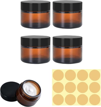 Set van 4 Bruine Glazen Potjes van 30ml voor Crème, Lotion en Monsters - Herbruikbare en Draagbare Container voor Cosmetica en Verzorging