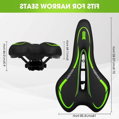 Comfortabele en Waterdichte Fiets Zadels met Gel Kussen - Ergonomisch Ontwerp voor MTB, BMX, Racefiets en Stadsfiets, Geschikt voor Mannen en Vrouwen (Groen)