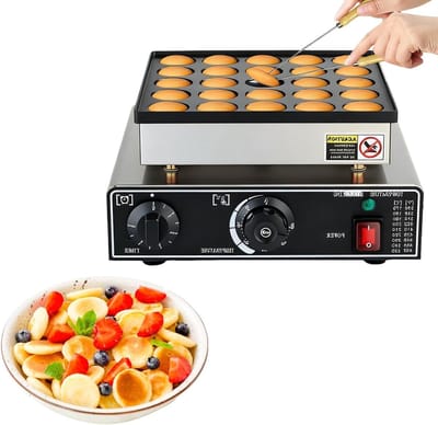 Mini Pannenkoekenmaker - Apparaat Muffin - Lekkere Snacks Maken - Non-stick Coating - 25 of 50 Stuks - Zilver Zwart