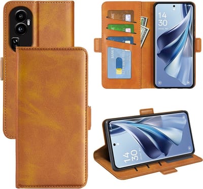 MobyDefend Hoesje - Geschikt voor Oppo Reno10 / Reno10 Pro - Luxe Wallet Book Case (Sluiting Zijkant) - Lichtbruin