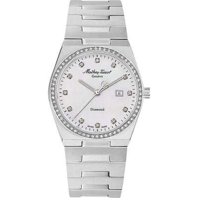 Mathey-Tissot Zeus Diamantaccenten Roestvrij Staal Wit Wijzerplaat Kwarts D118SAI Dameshorloge wit