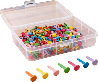 100 stuks metalen splitpennen, papieren bevestigingsmiddelen, mini brads voor scrapbooking en knutselprojecten, 8 mm ronde kop en 18 mm lengte