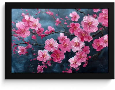 Poster in lijst - Fotolijst 30x20 cm - Posters - Bloem - Bloesems - Roze - Abstract - Posterlijst zwart - Decoratie - Wanddecoratie woonkamer - Muurdecoratie slaapkamer