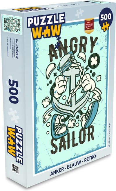 Puzzel Anker - Blauw - Retro - Legpuzzel - Puzzel 500 stukjes