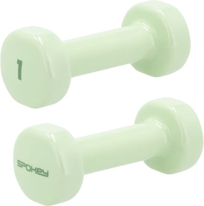 Spokey SHAPE Halterset - Groen - 2 x 1 kg - Gietijzer - Vinyl coating - Antislip grip