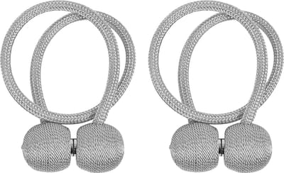 Intirilife 2-delige set tiebacks gordijnclip 40 x 3 cm in Grijs - Voor het praktisch samenhouden van gordijnen zonder boren of lijmen