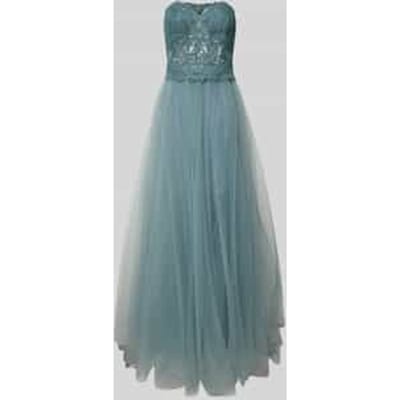 Off shoulder-avondjurk met kant en siersteentjes