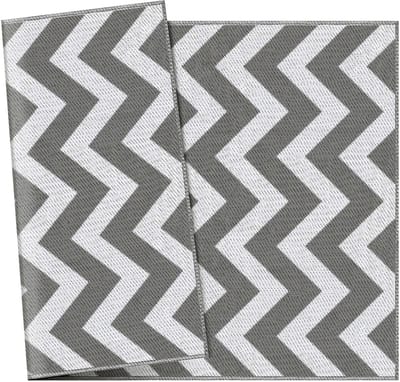 Buitenvloerkleed - Buitentapijt - Tuinkleed-Balkonkleed – Waterdicht – Weerbestendig – Wasbaar - Stevig - Balkon - 121x182 cm- 1 Stuk-Lichtgrijs en wit