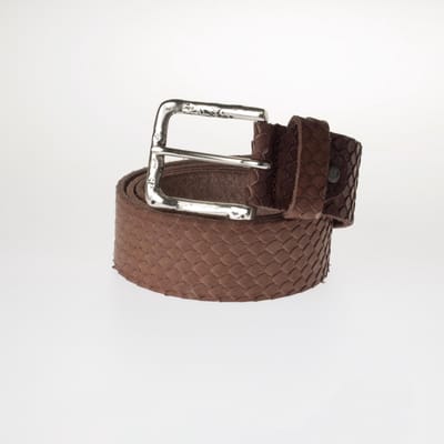 Heren Riem met schubben patroon – Taupe - 75cm / 4cm - Sluis Leder Scala