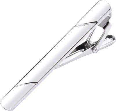 Fako Bijoux - Dasspeld - Stropdas Clip - Tie Clip - Deluxe - Double Stripe - Striped - 58mm - Zilverkleurig