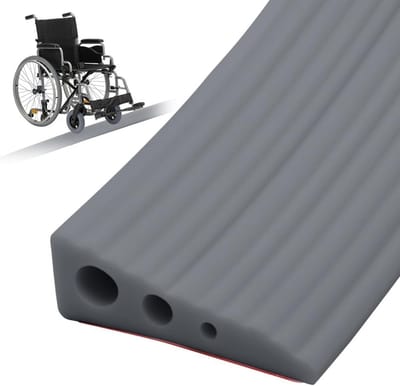 Drempel Hulpstuk - Overgangsrail Rubber - Barrièrevrij Wonen - Zelfklevende Onderkant - 100x6.5x2.5 cm - Grijs
