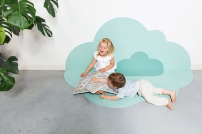 Quut - Speelmat 'Head in the clouds' - Foam, omkeerbaar, waterproof en hygiënisch - Large (145 x 175 cm) - Minty Green/Muntgroen