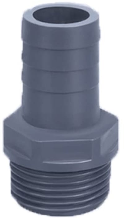 Allecto - Externe schroefdraad slangaansluiting - PVC slangfitting - Donker Grijs - Slangen adapter - Geschikt voor waterpijp - Hoogwaardige connector