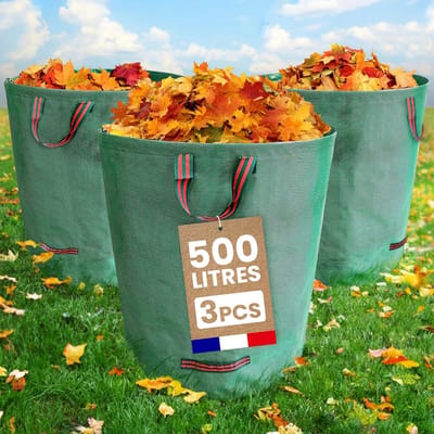 Tuinafvalzakken - Grote Vuilniszakken - Tuinonderhoud - Verstevigde Handvatten - 500L - Groen
