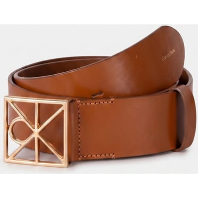 Calvin Klein Emblem Buckle 50mm Smooth Belt Argan Oil Taglia: 75 | Cinture Outlet | Donna