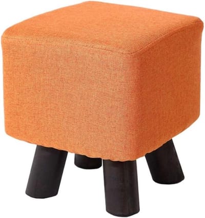 Make-up krukje - Voetenbankje - Schoenen wisselen - Massief houten frame - 26x26x28cm - Oranje