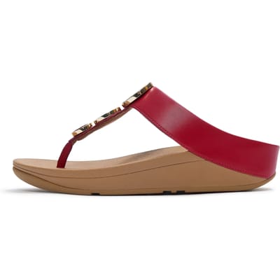 FitFlop Halo Bead-Circle Metallic Toe-Post Sandals Dames Slippers - Burnt Berry