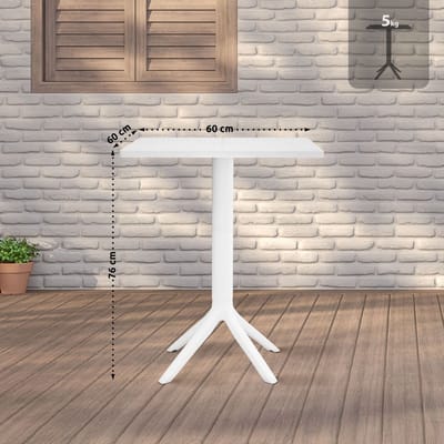 CLP Nuvela Tuintafel - Weerbestendig UV-Bestendig - Voor Balkon - Tuin - Terras - Binnengebruik - Compact - wit