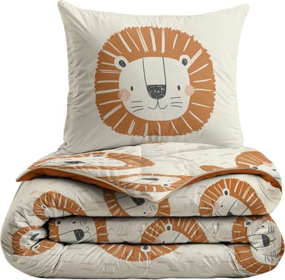Zelesta Comfort Kids Lucky Lion 140x200 - Kinderdekbedovertrek - 30 dagen proefslapen - Wasbaar hoesloos kinderdekbed - Bedrukt kinderdekbed - All Year Winterdekbed & Zomerdekbed