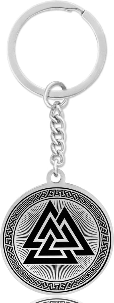 Valknut Sleutelhanger Zilverkleurig - Spirituele Talisman - Roestvrij Staal / Stainless Steel - Germaans Symbool - Pax Amare