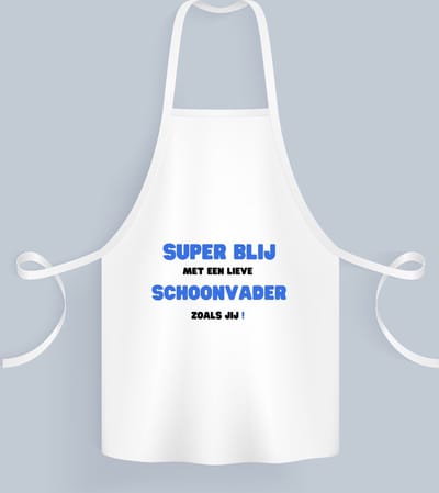 Akyol - super blij met een lieve schoonvader zoals jij Keukenschort - Papa - de liefste schoonvader - vader cadeautjes - vaderdag - verjaardag - geschenk - kado - 82 bij 71 cm