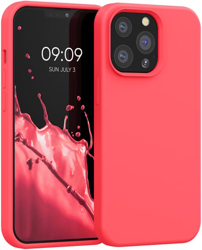 kwmobile telefoonhoesje geschikt voor Apple iPhone 13 Pro - Hoesje met siliconen coating - Smartphone case in neon koraal