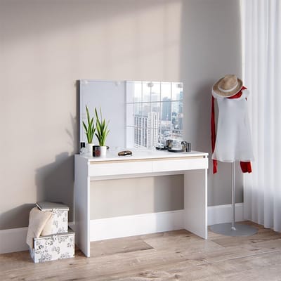 Moderne Kaptafel Wit met Grote Spiegel en 10-delige LED Verlichting
