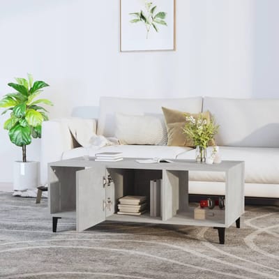 vidaXL - Salontafel - 102x50x40 - cm - bewerkt - hout - betongrijs