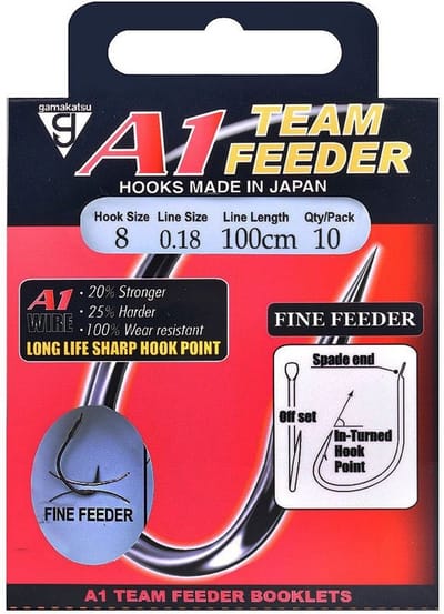 Gamakatsu Onderlijnen A1 Team Feeder Fine Feeder 100cm (10 pcs) - Maat : 100cm - haak 12 - 0.16mm