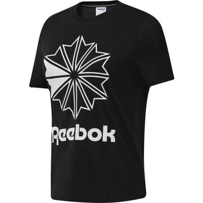 Reebok - Maat S Classics Big Logo Graphic Tee Dames Shirt - Black/White
