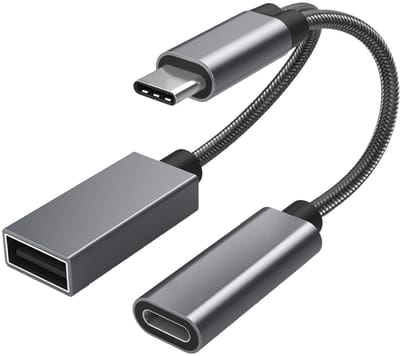 Oneay 2-in-1 USB Type-C adapter (OTG- en voedingskabel) geschikt voor Steam Deck, Switch, MacBook, iPad, 3D-printers, Samsung Galaxy en andere apparaten