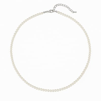 Unisex Imitatie parelketting – Stainless Steel Zilverkleurig | Diverse Lengtes & Maten - The Jewellery Salon - 5mm - 45+5 -
