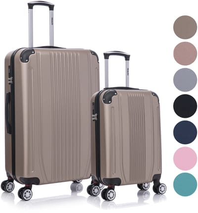 TRALEX - Levante - 2 Delig kofferset - 39L&97L - Handbagage - 39L - Grote koffer - 97L - ABS - Harde schaal - Cijferslot - Lichtgewicht - Flexibel - Duurzaam - Stille (rubberen) wielen - Dubbele spinnerwielen - Champagne