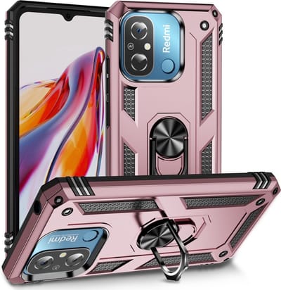 Coverup Hoesje - Geschikt voor Xiaomi Redmi 12C Hoesje - Coverup Ring Kickstand Back Cover - Rose Gold