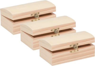 3x stuks Houten kistjes ronde deksel 14 x 8 cm - Hobby/knutselmateriaal