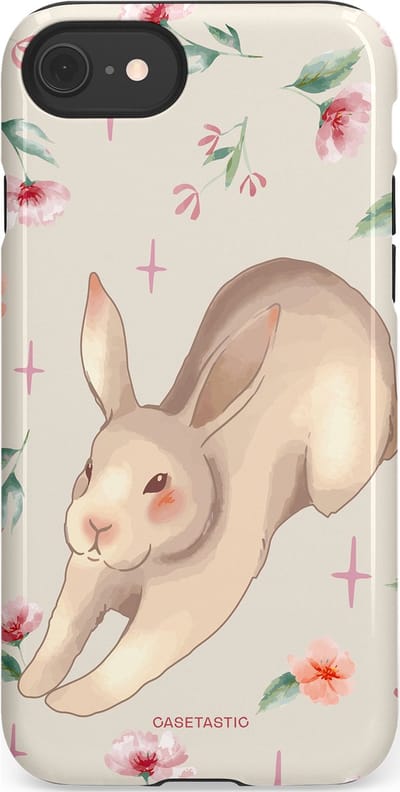 Casetastic Hoesje Geschikt voor Apple iPhone 7/8/SE - Stijlvolle Beschermende Duo-layer Case - Lief konijntje