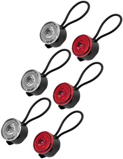 Benson LED fietslamp set - 3x volledige set - rond - rood/wit - 30 mm