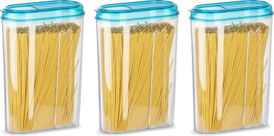Plasticforte Voedselcontainer strooibus - 3x - blauw - 1500 ml - kunststof - voorraadpotten