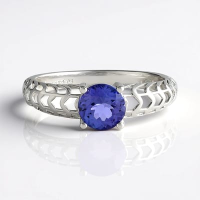 Cavill - Zilveren ring - 925 Sterling zilver - AAA tanzaniet 0,81 ct rond geslepen - Paars edelsteen - Filigraan modern design - Maat 17-20