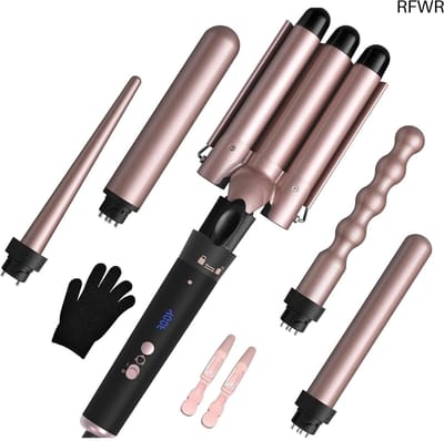 RFWR® 5-in-1 Krultang Set met Temperatuurregeling voor Diverse Krullen en Golfen