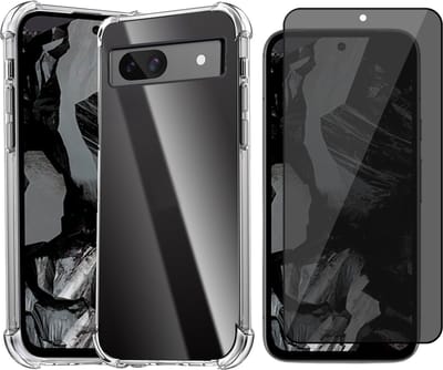 Hoesje geschikt voor Google Pixel 8a - Privacy Screenprotector Volledig Dekkend Glas - Shockproof Transparant