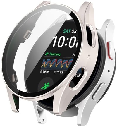 Strap-it Hard case hoesje met screen protector van glas - geschikt voor de Samsung Galaxy Watch 7 - 40mm (sterrenlicht)