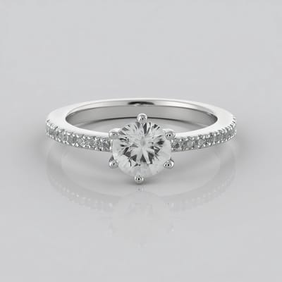 Cavill - Zilveren ring 925 sterling zilver met Cambodjaanse zirkoon 1,134 ct en pavé zirkonen - Tijdloze elegante ring dames - Rond slijpsel