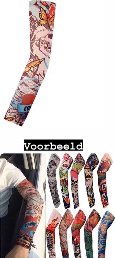 Akyol - tattoo sleeve - mouw tatoeage - skelet tattoo - 1 stuk - 1 mouw - vida loca - carnaval - halloween - feest -tattoe