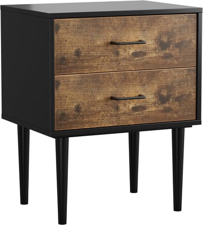 REDOM - Nachtkastje - 2 laden - Multifunctionele bijzettafel - Retro design - Slaapkamer en woonkamer - MDF - Antiekbruin