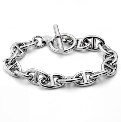 New Classics | Zilverkleurige roestvrijstalen pig nose-schakelarmband met toggle-sluiting